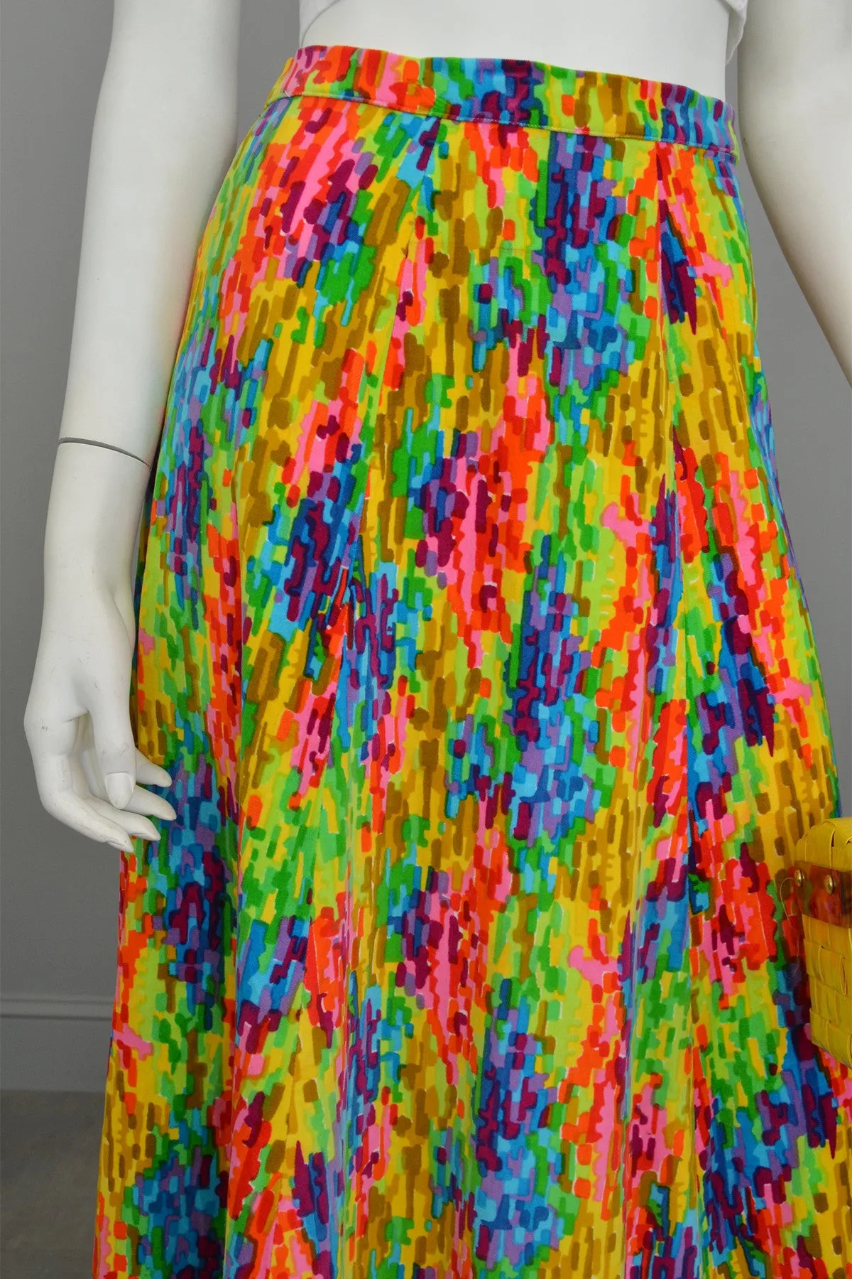 1970s Pixelated Rainbow Maxi Skirt