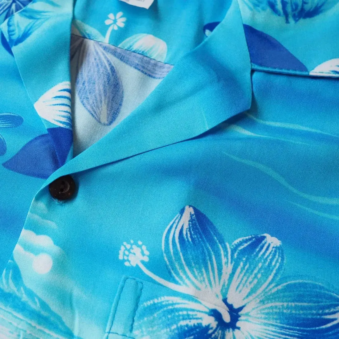 Aurora Blue Hawaiian Rayon Shirt