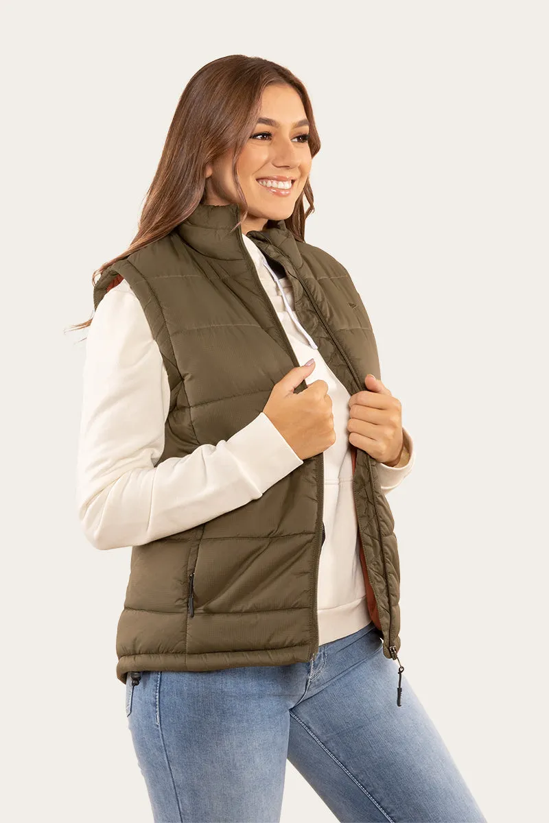 Bayside Womens Puffer Vest - Military Green