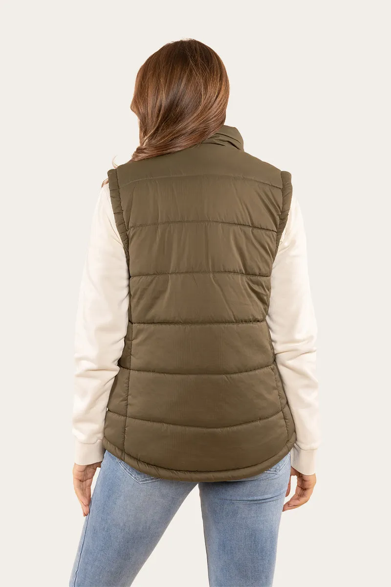 Bayside Womens Puffer Vest - Military Green