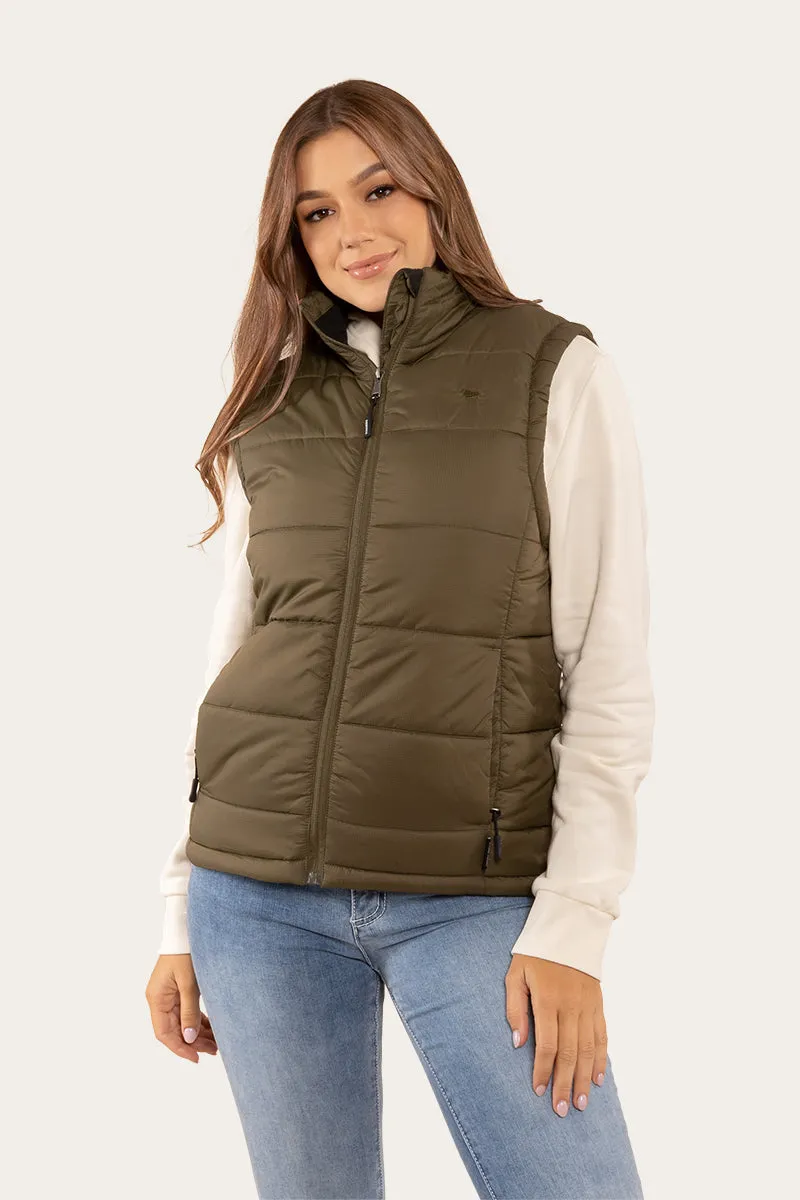 Bayside Womens Puffer Vest - Military Green