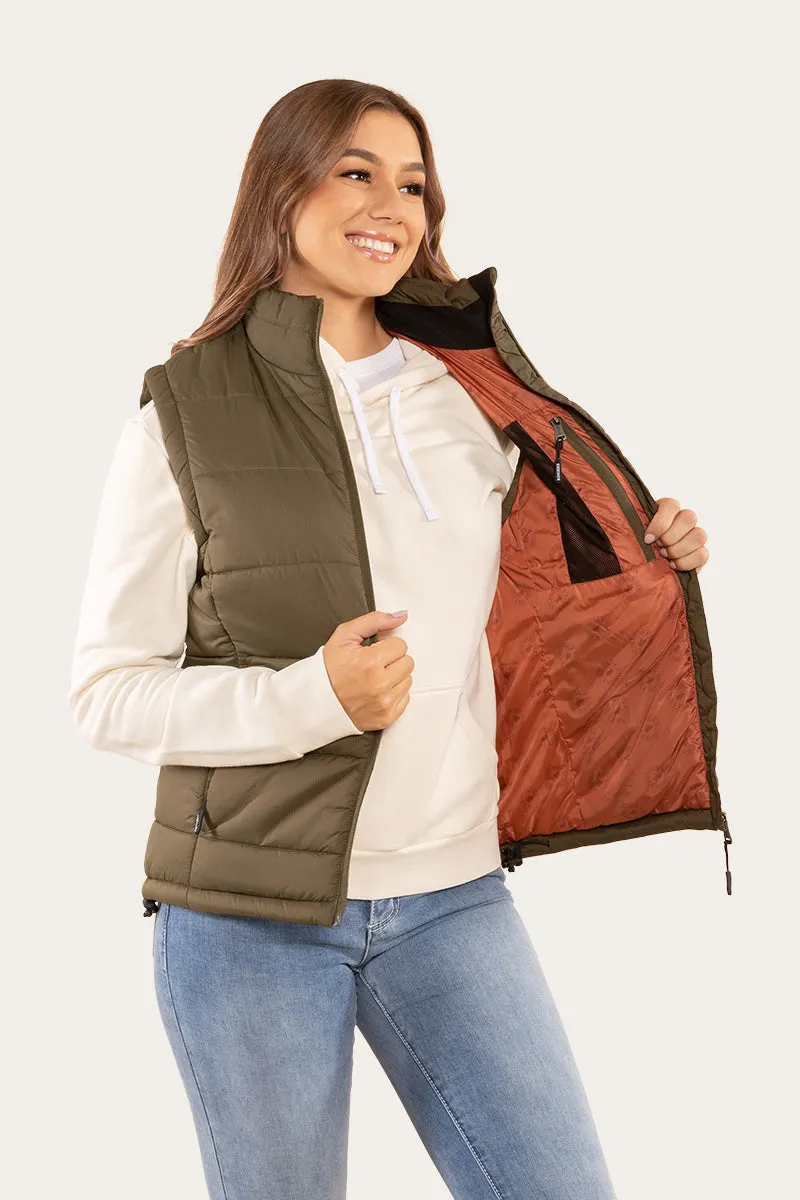 Bayside Womens Puffer Vest - Military Green