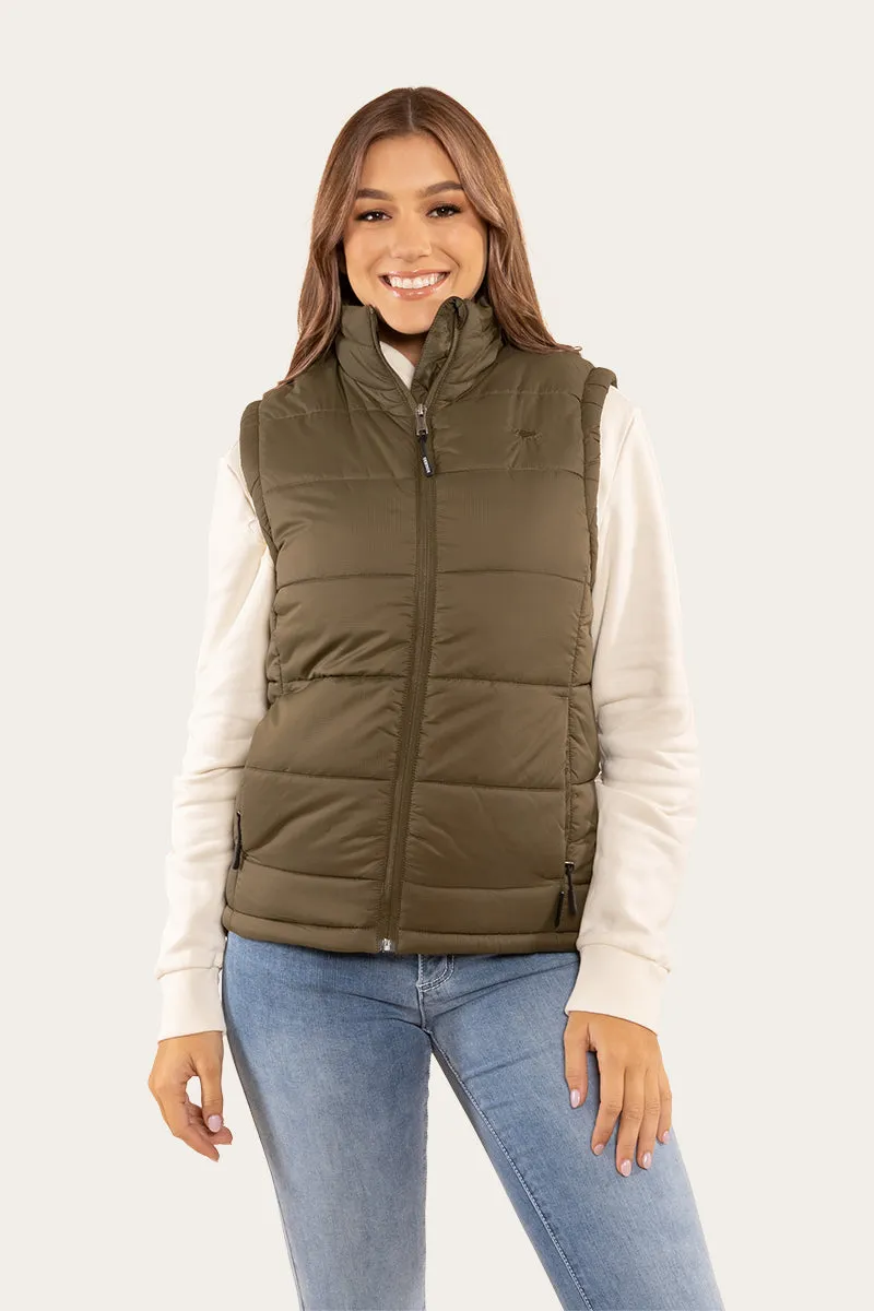 Bayside Womens Puffer Vest - Military Green