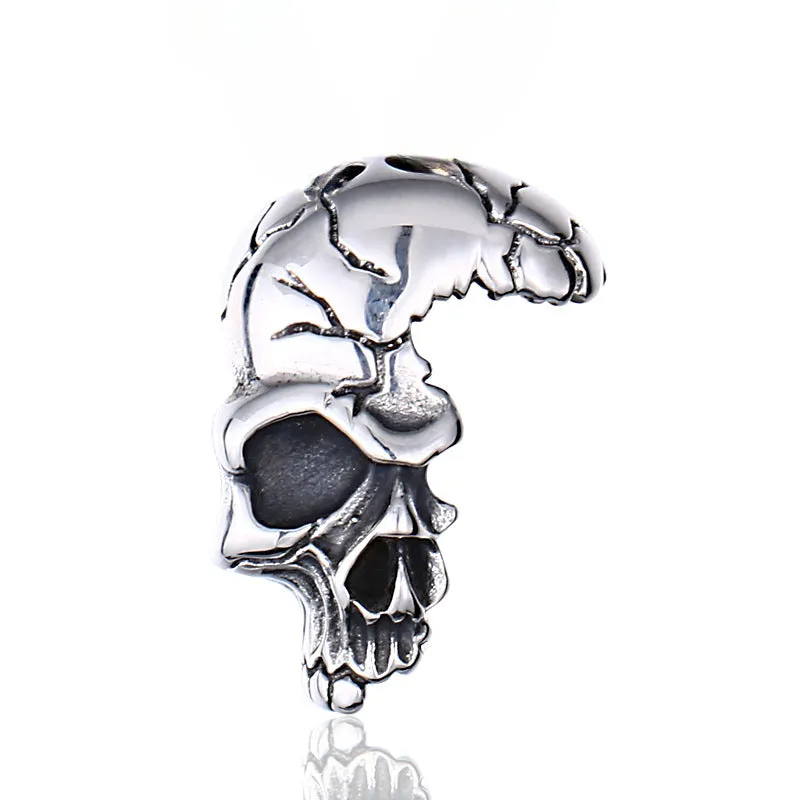 Beier Vintage-Inspired Skull Titanium Steel Pendant for Men - Personalized Half-Face Stainless Steel Jewelry