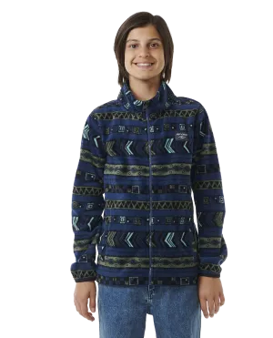 Boys Fun Times Polar Zip Fleece Jacket in Washed Navy