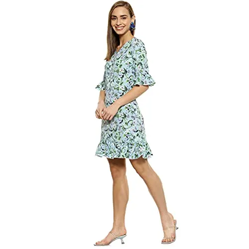 Campus Sutra Women Floral Design Stylish Casual Dresses Blue