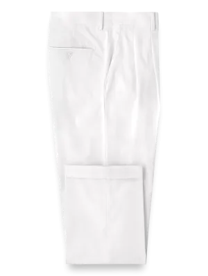 Classic Fit Cotton Stretch Twill Pleated Pants - White