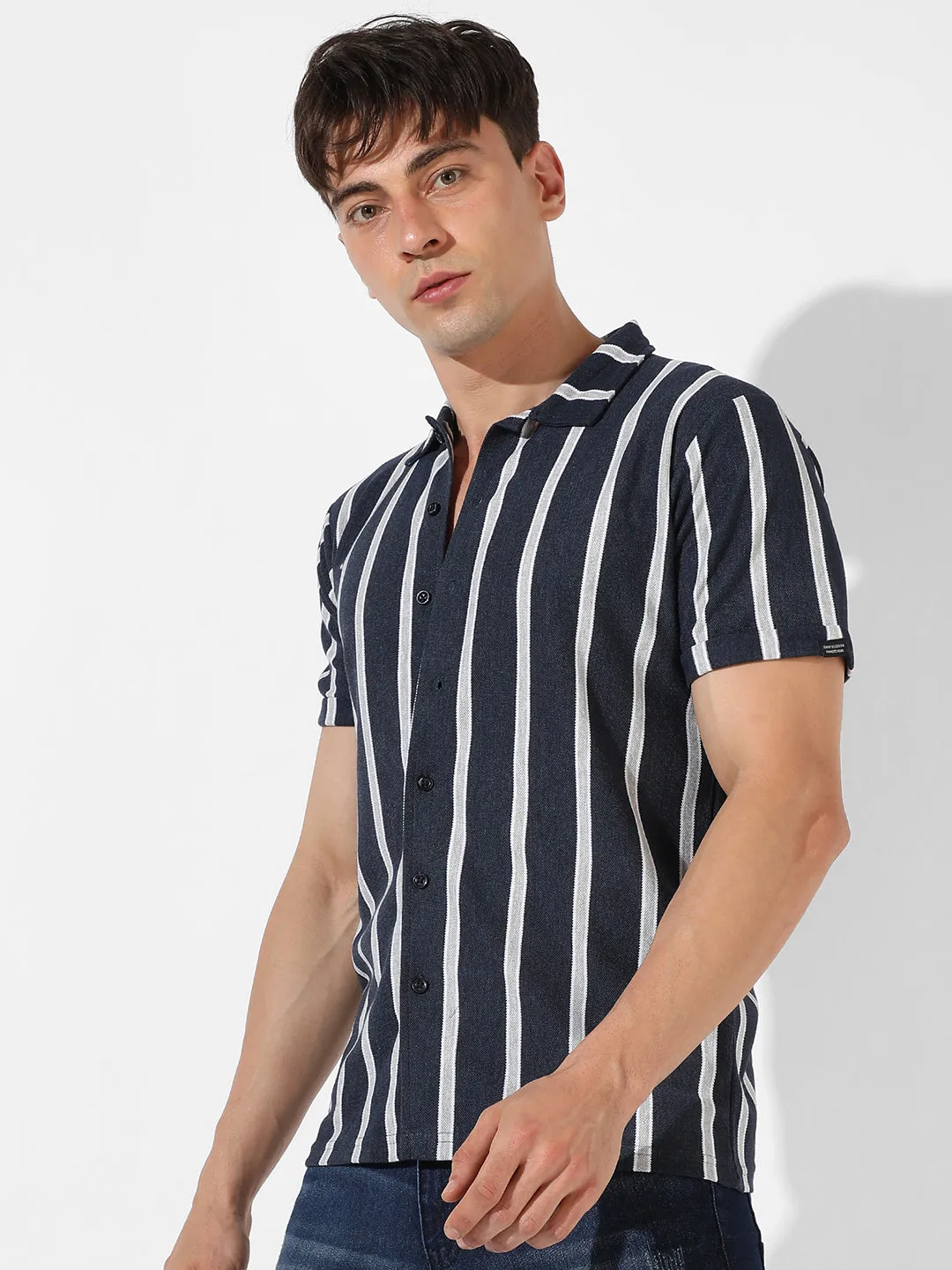 Contrast Halo Striped Shirt