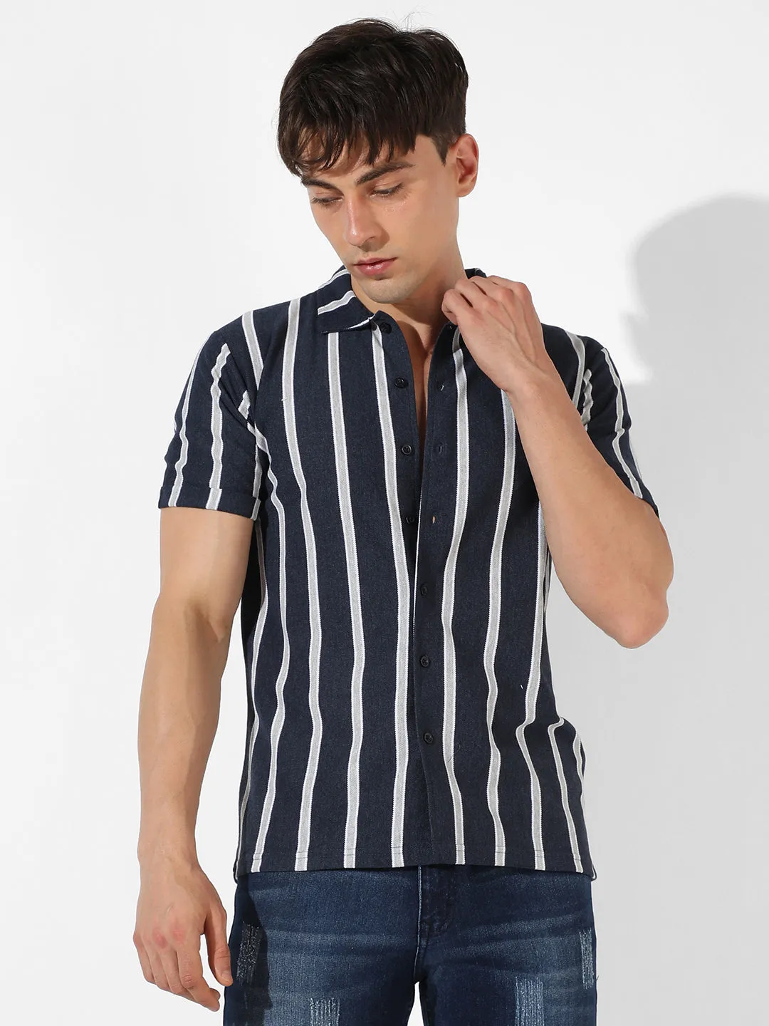 Contrast Halo Striped Shirt