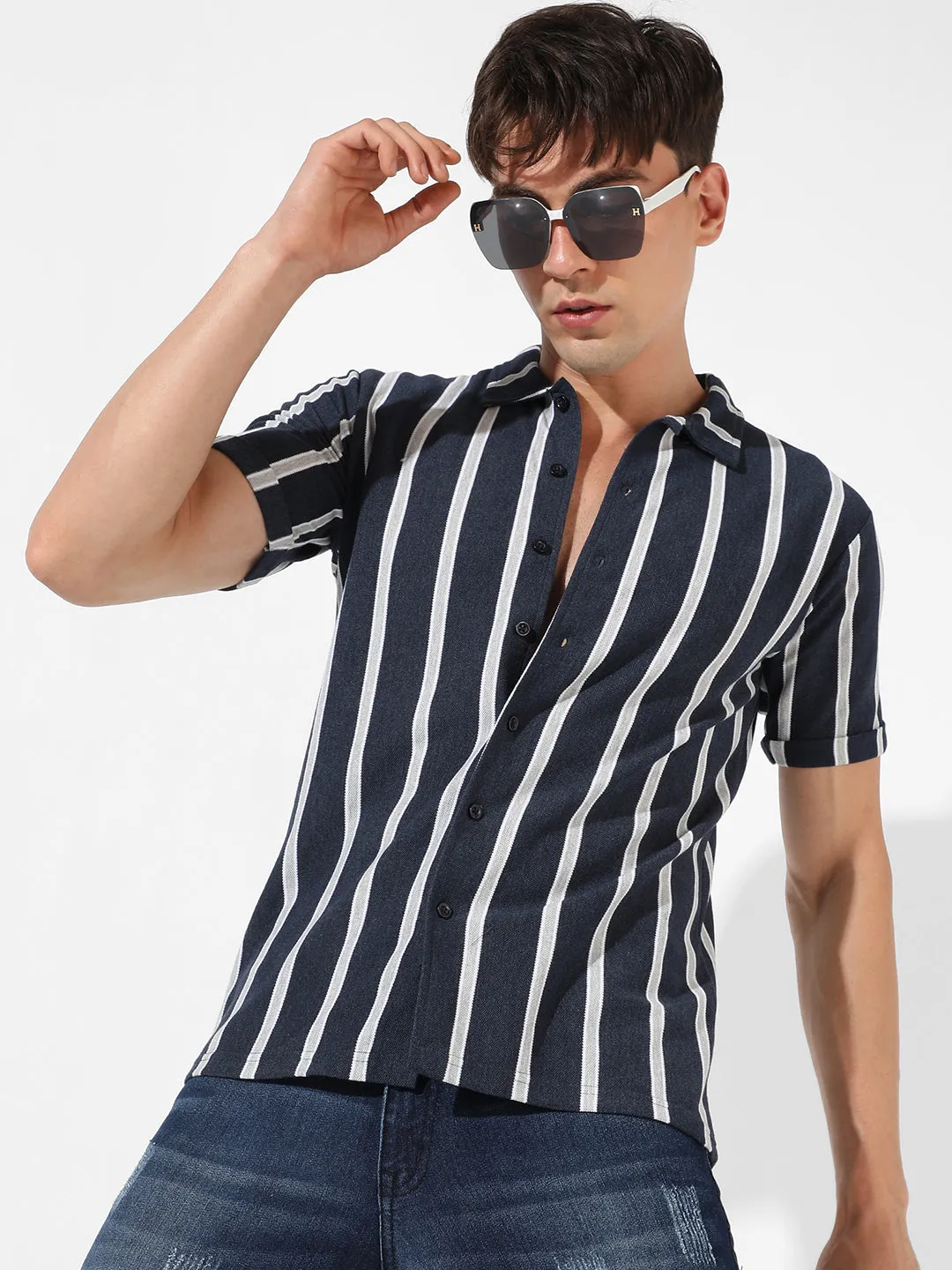 Contrast Halo Striped Shirt