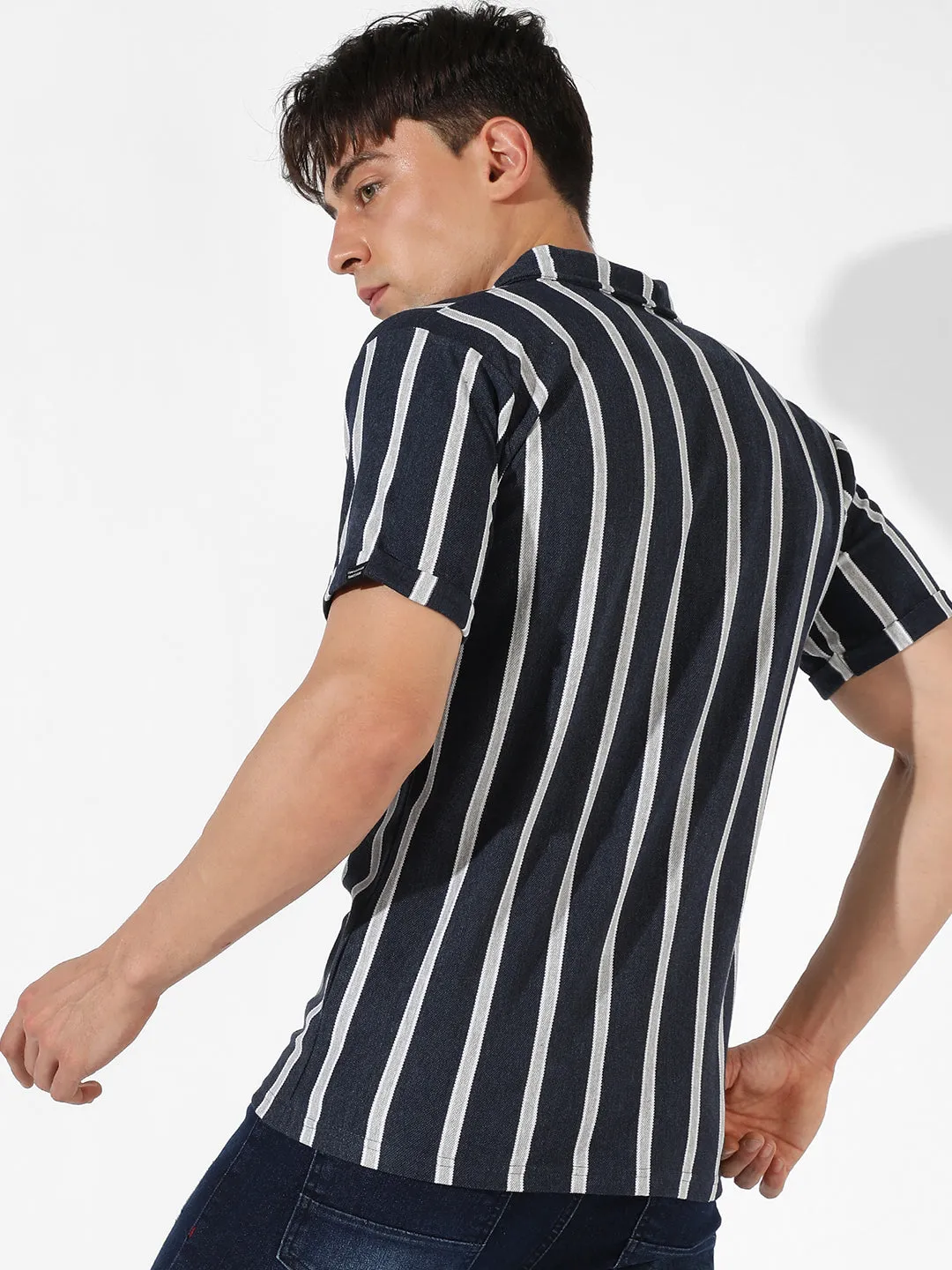 Contrast Halo Striped Shirt