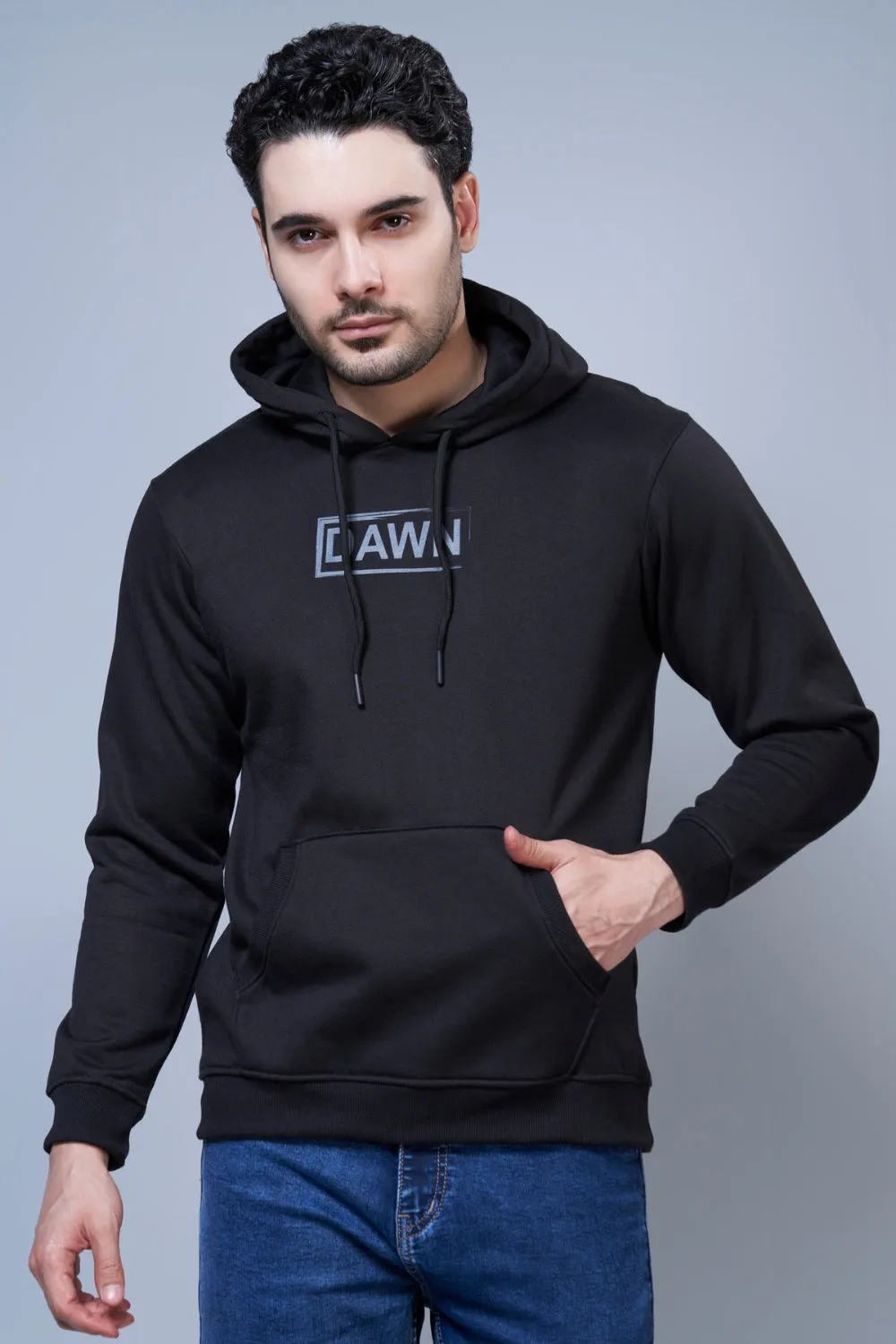 Dawn Printed Black Hoodie