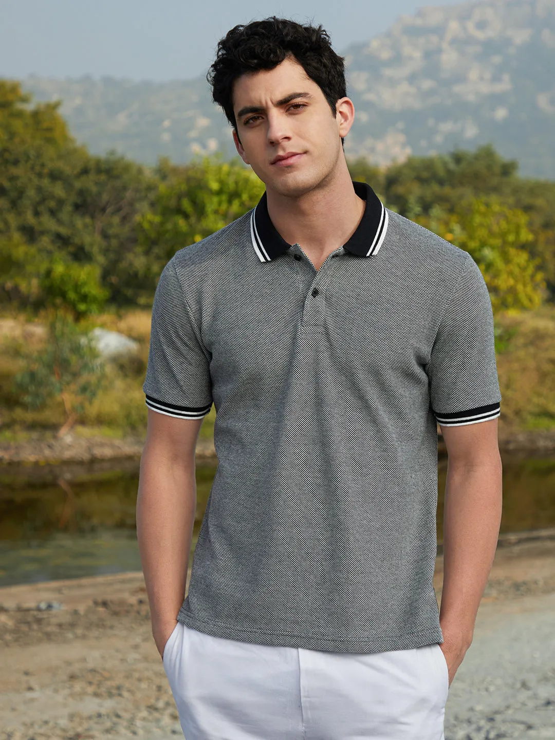 Duo-Hue Knit Polo T-Shirt