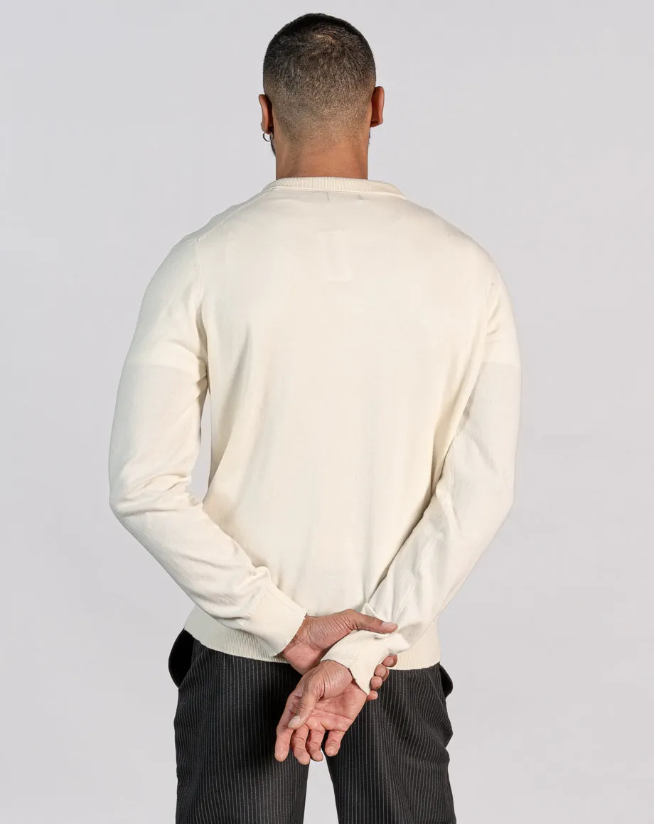 ESSENTIAL ZIP THROUGH KNITTED SHIRT - ECRU