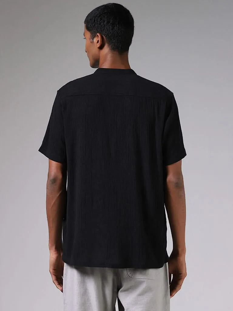 ETA Black Cotton Resort-Fit Shirt