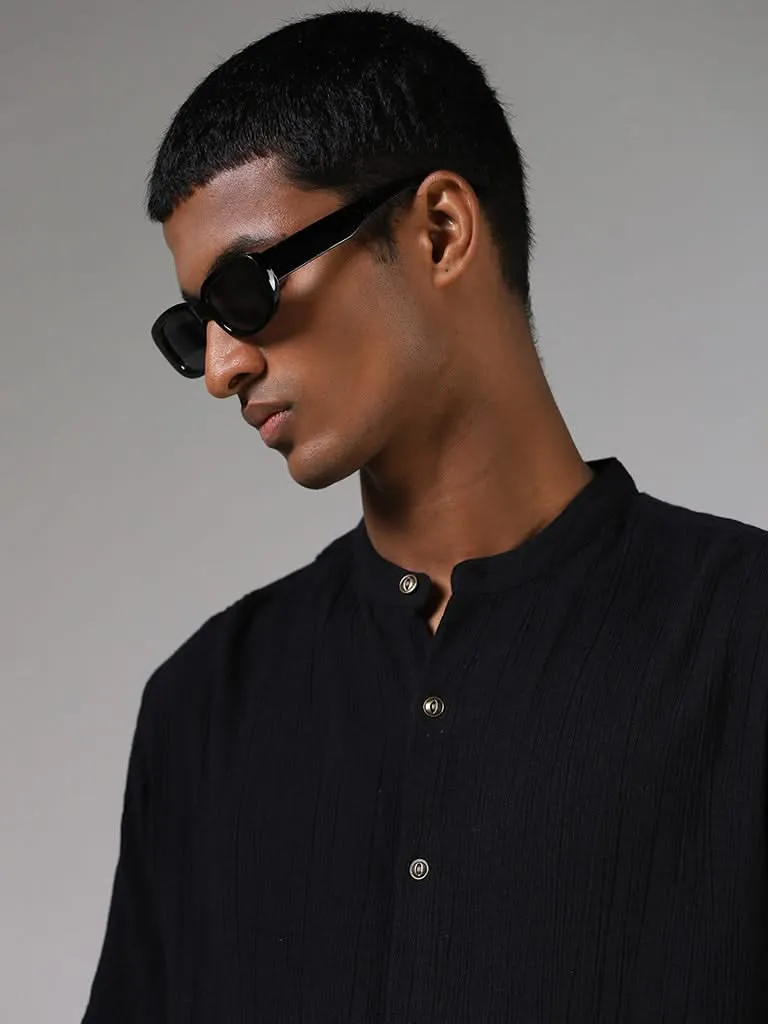 ETA Black Cotton Resort-Fit Shirt