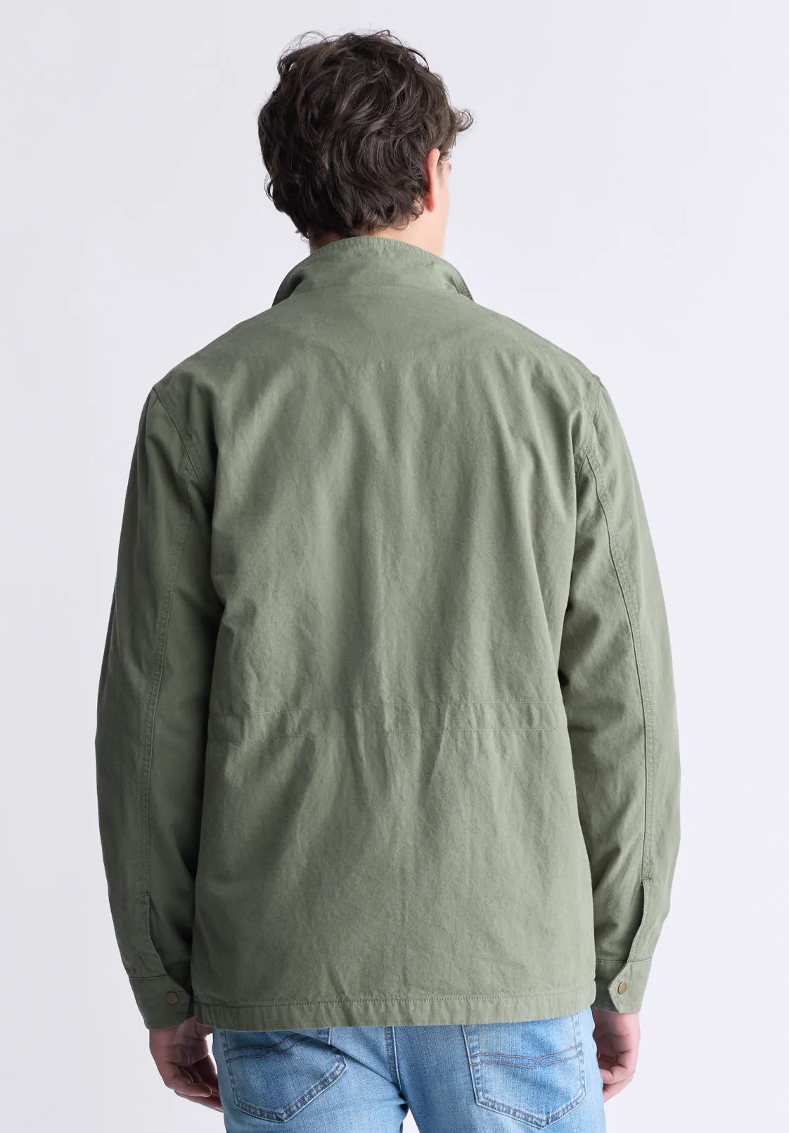 Jafom Men's Utility Jacket with Pockets, Army Green - BM24445