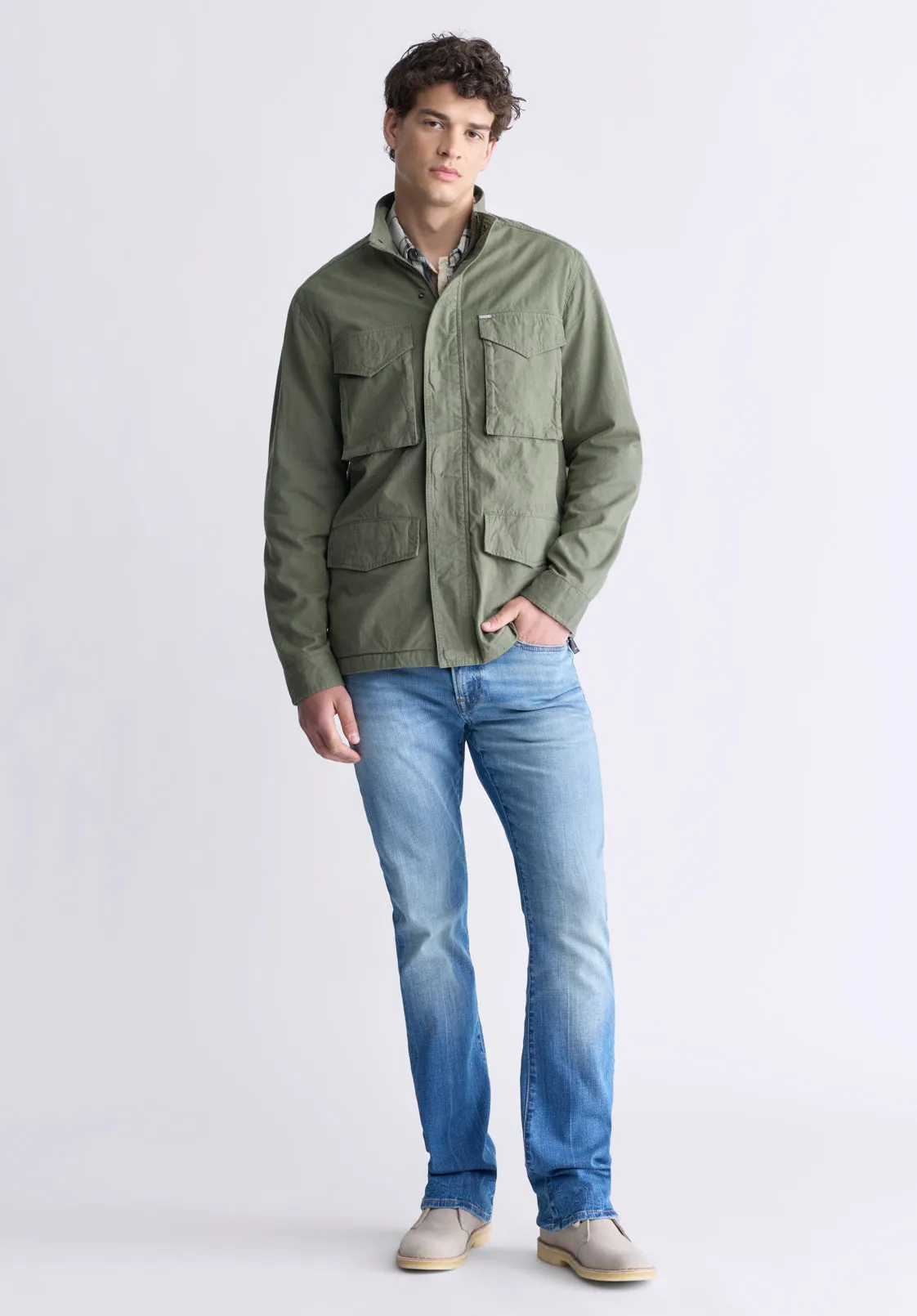 Jafom Men's Utility Jacket with Pockets, Army Green - BM24445