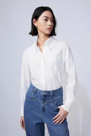 LILY French Lace Collar White Shirt