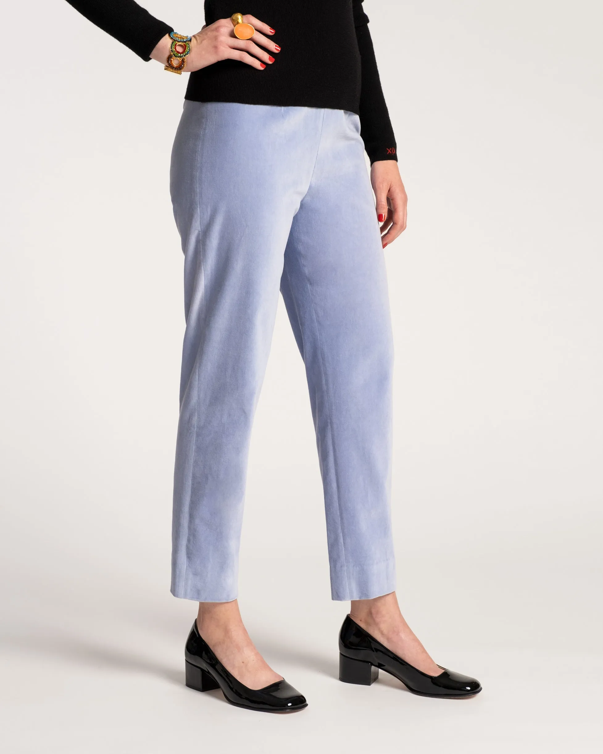 Lucy Pant Stretch Velvet Light Blue