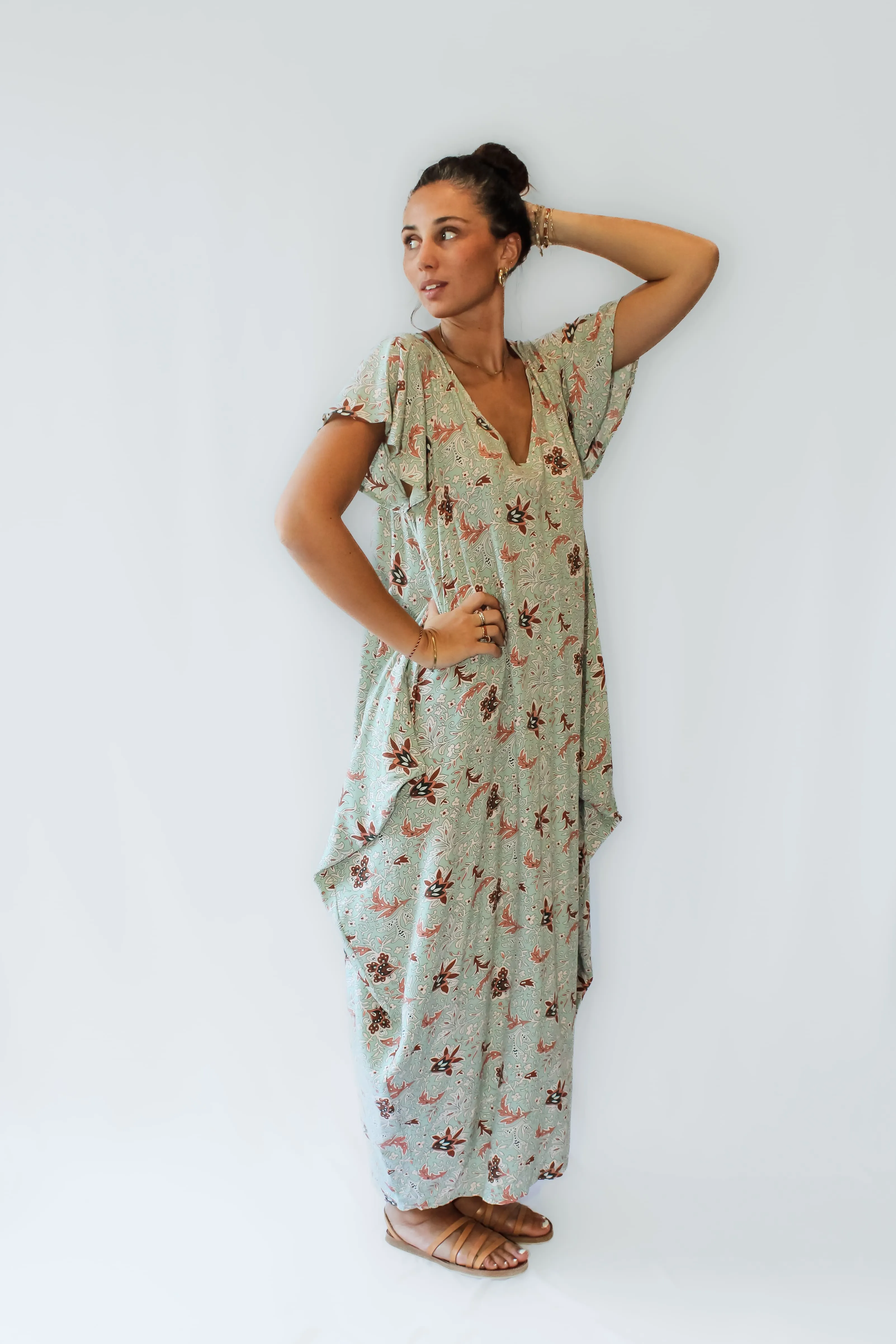 Maxi Wingdress Sleeved - soft turquoise