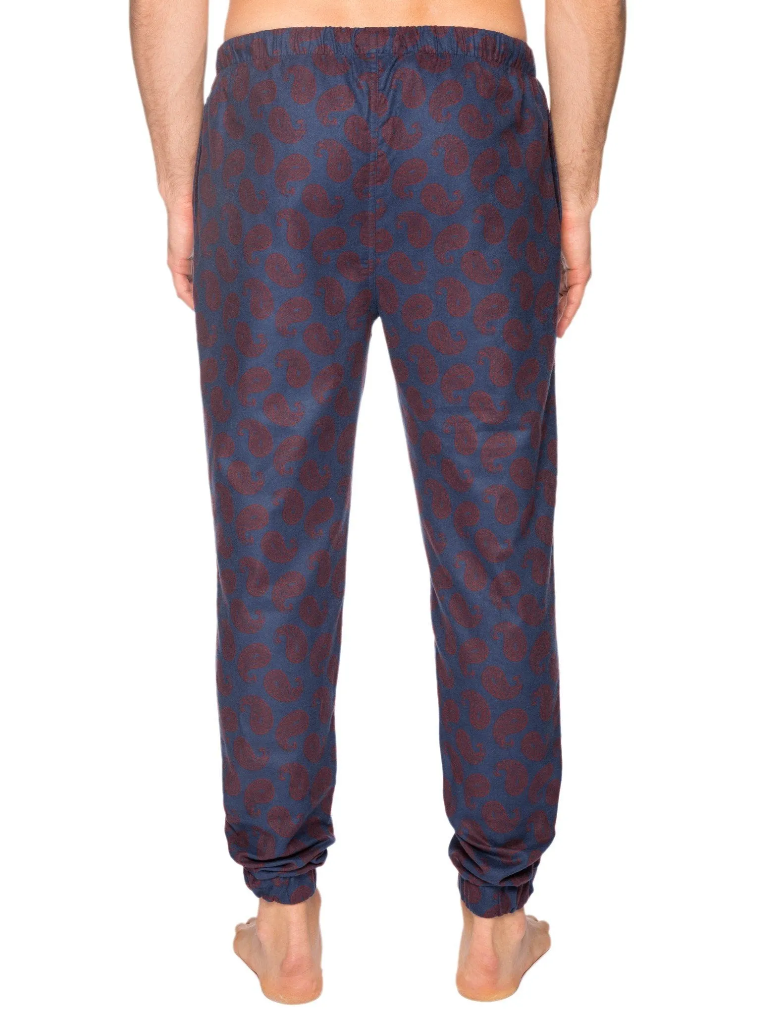 Men's 100% Cotton Flannel Jogger Lounge Pant - Paisley Navy/Brown