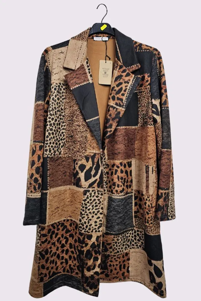 Multi Pattern Oversized Long Coat