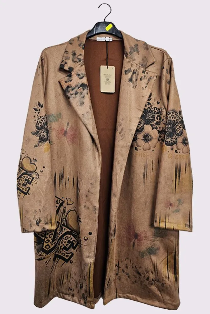 Multi Pattern Oversized Long Coat