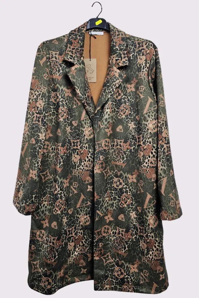 Multi Pattern Oversized Long Coat