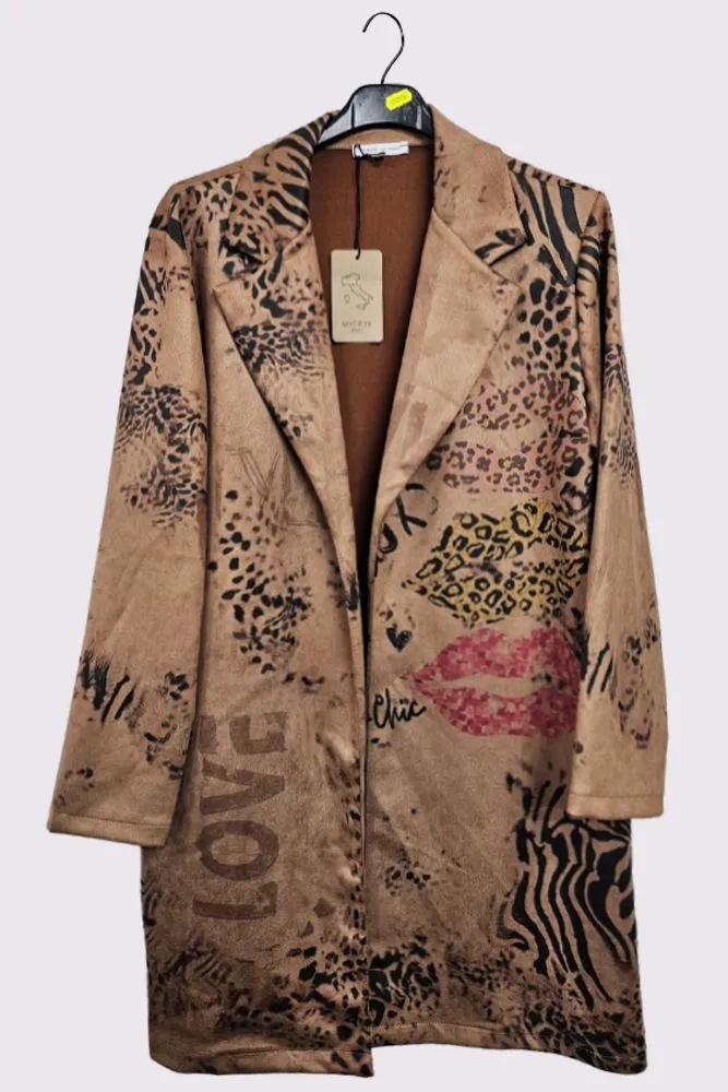 Multi Pattern Oversized Long Coat