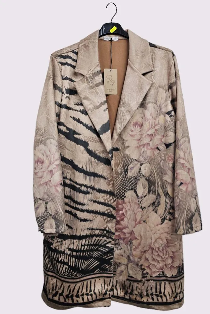 Multi Pattern Oversized Long Coat