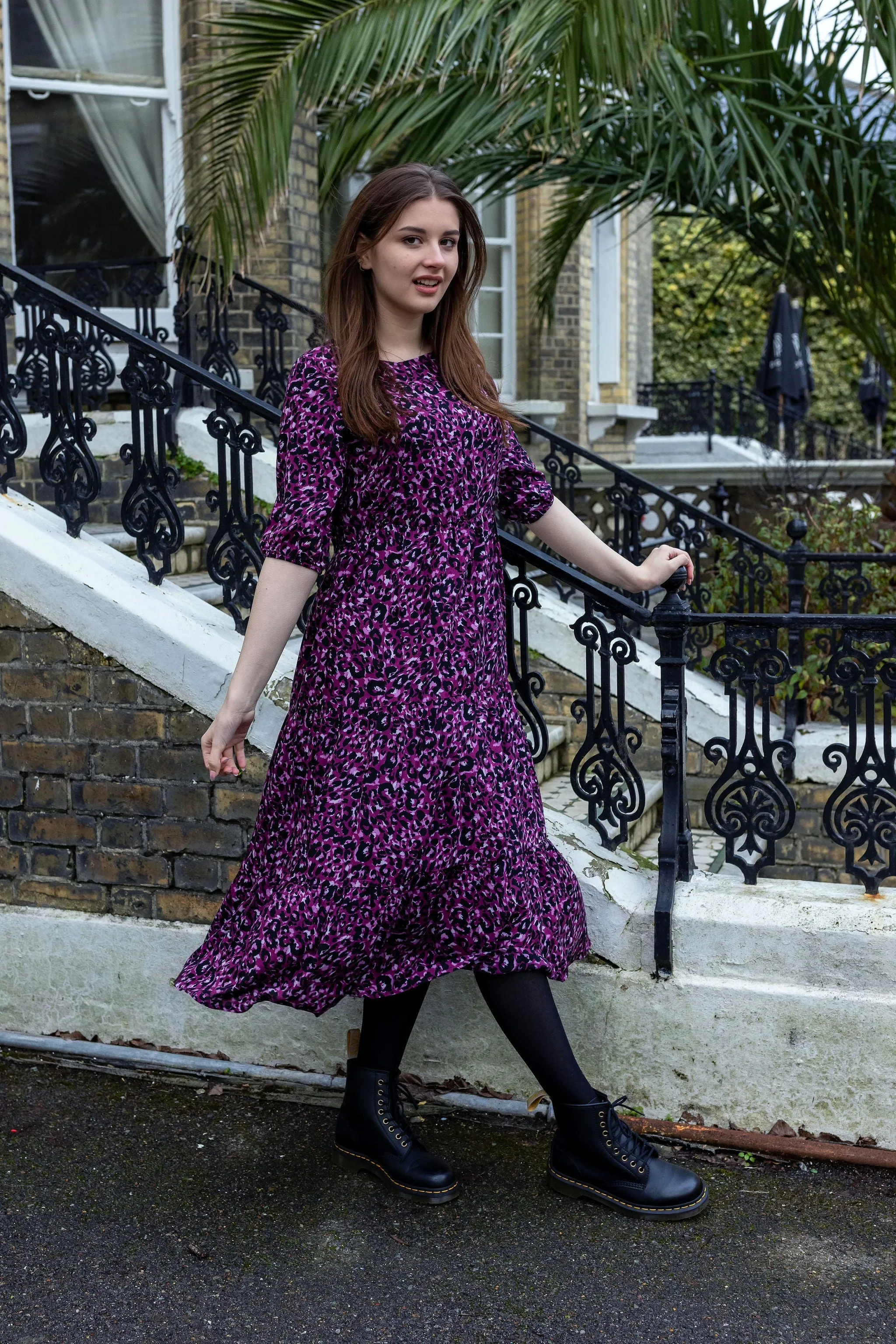 Purple Leopard Midi Breastfeeding Dress