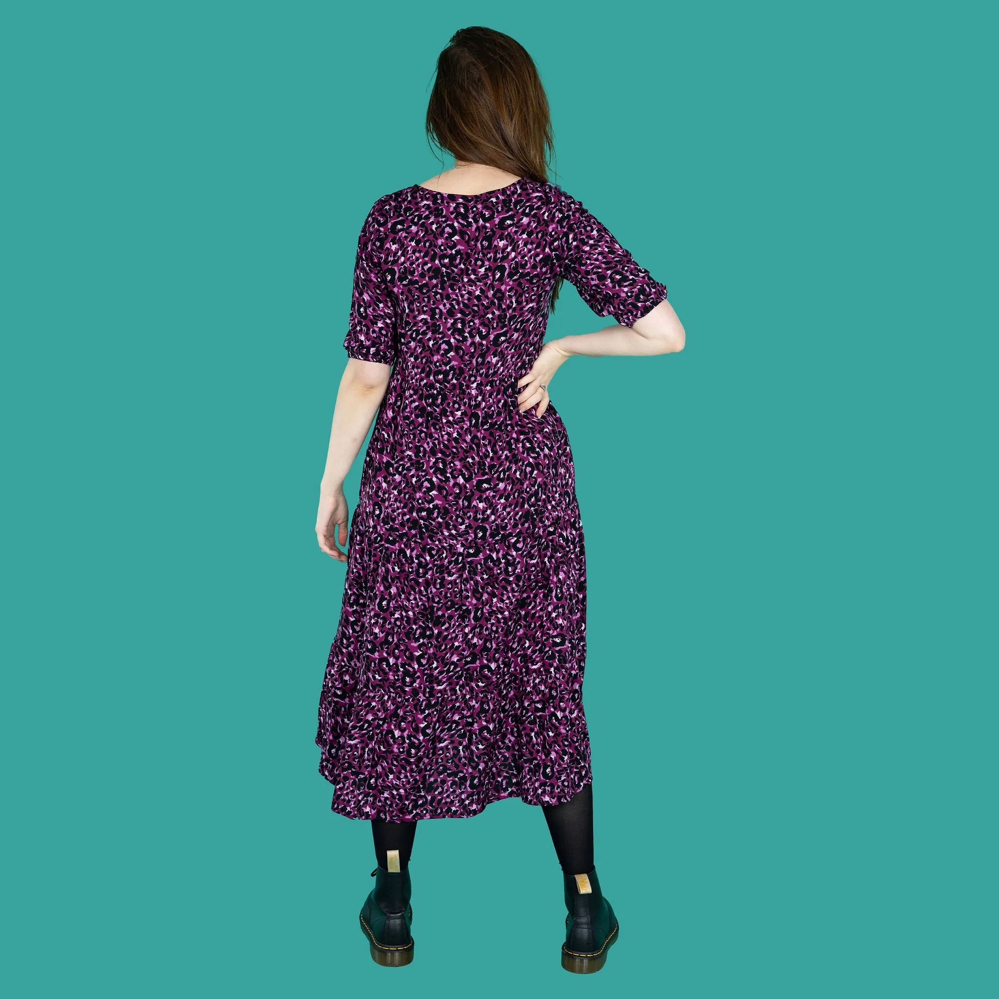 Purple Leopard Midi Breastfeeding Dress