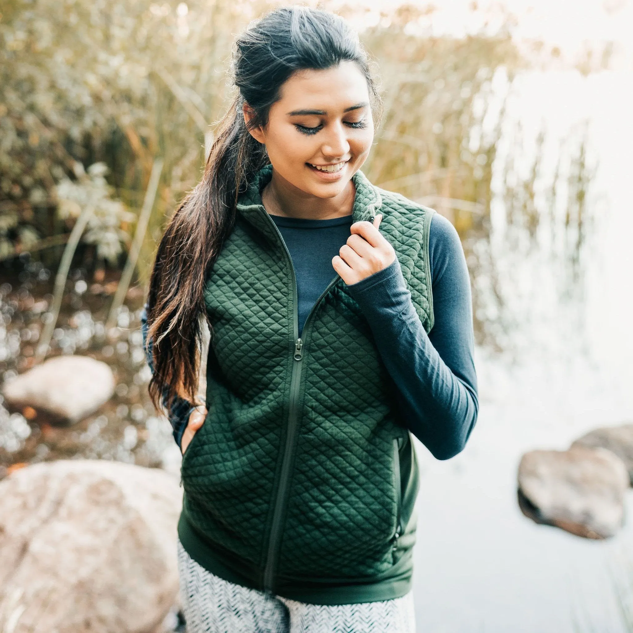 Quilted Vest - Evergreen