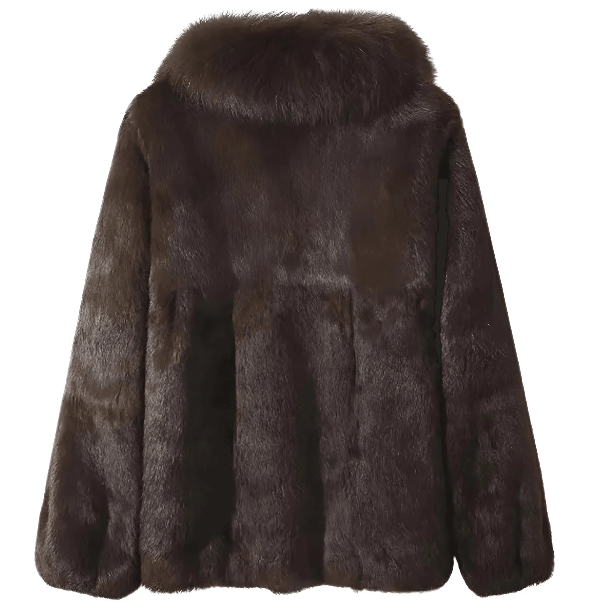 Real Rex Rabbit Fur Coat With Fox Fur Collar Women's Rabbit Fur Short Jacket Thick Warm New Fashion