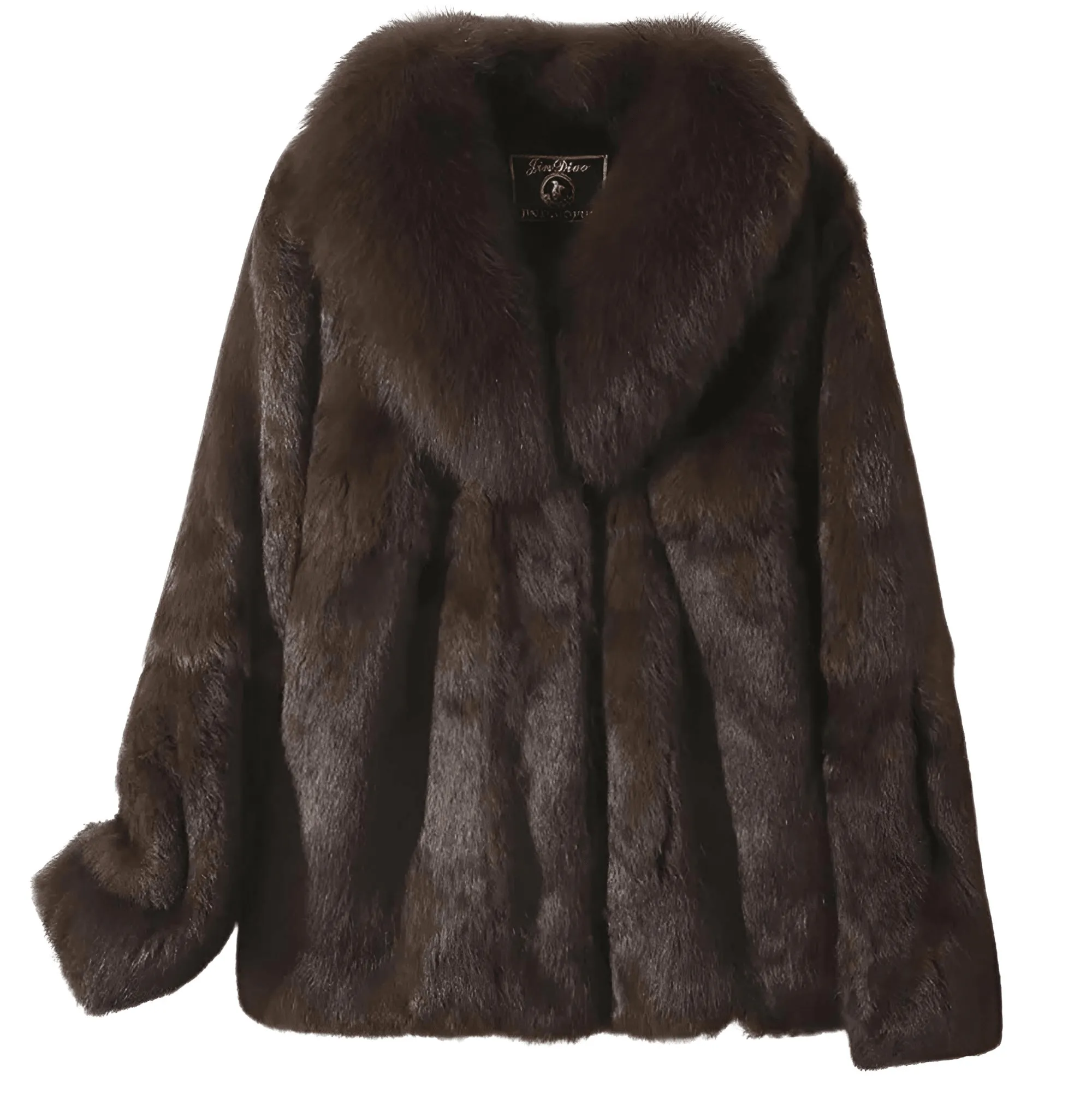 Real Rex Rabbit Fur Coat With Fox Fur Collar Women's Rabbit Fur Short Jacket Thick Warm New Fashion