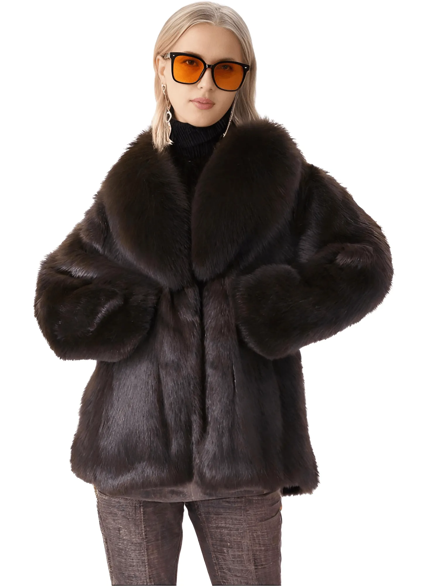 Real Rex Rabbit Fur Coat With Fox Fur Collar Women's Rabbit Fur Short Jacket Thick Warm New Fashion