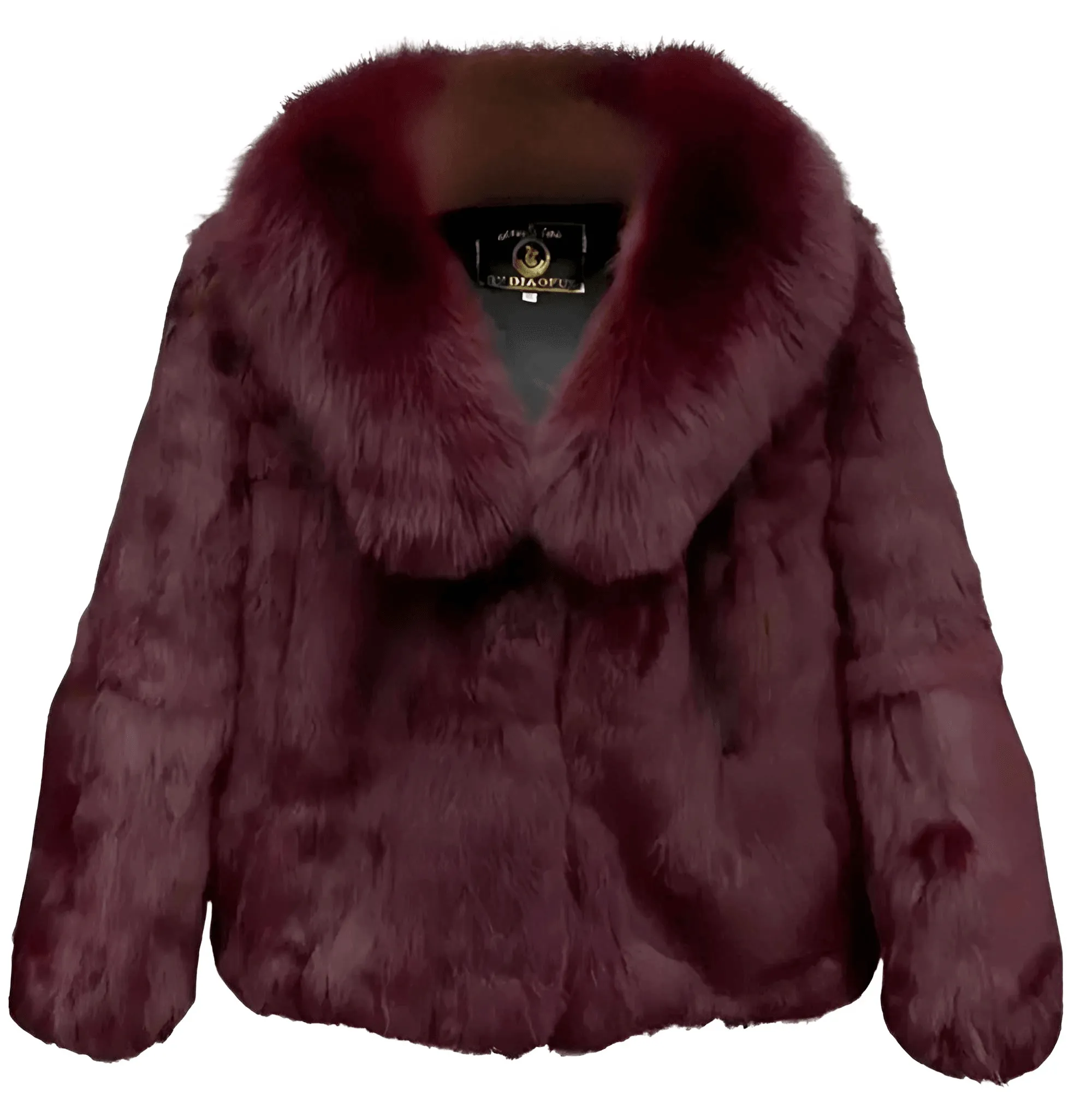 Real Rex Rabbit Fur Coat With Fox Fur Collar Women's Rabbit Fur Short Jacket Thick Warm New Fashion