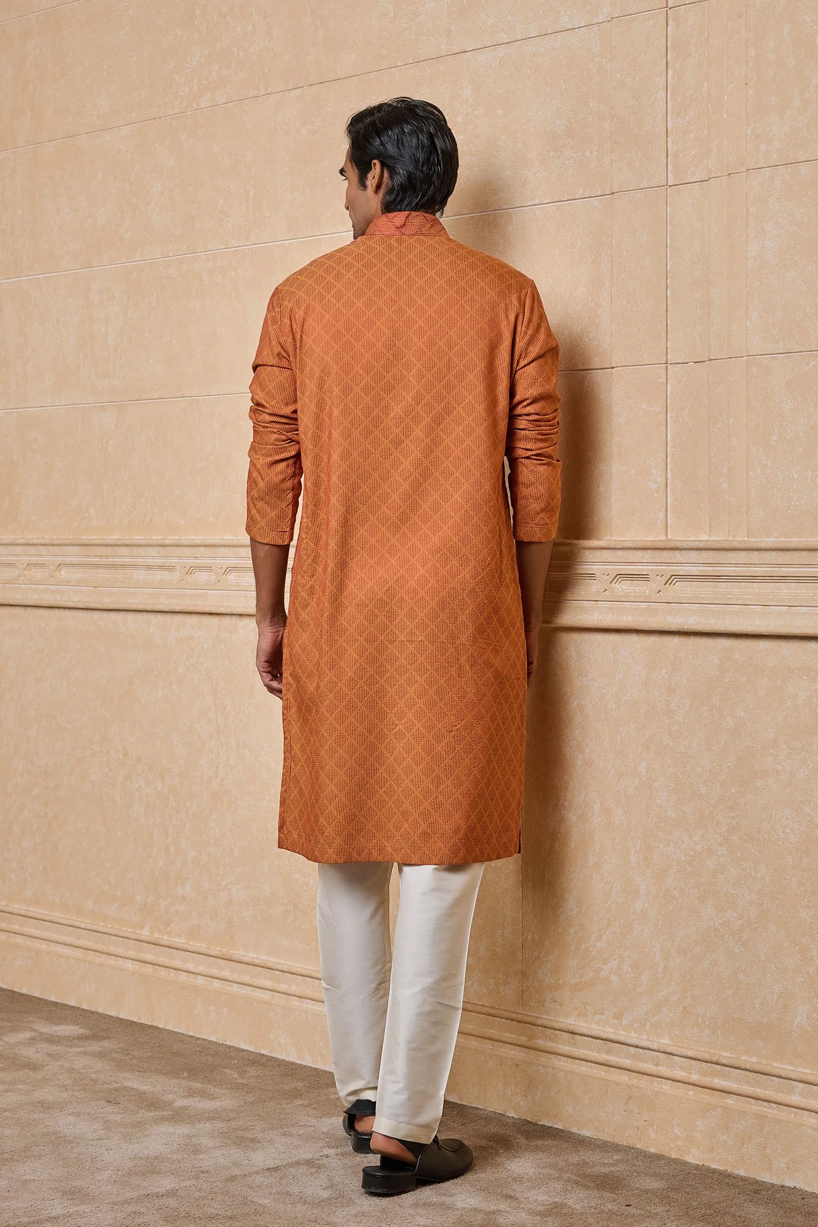 Rust Jacquard Kurta Set