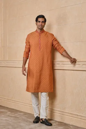 Rust Jacquard Kurta Set