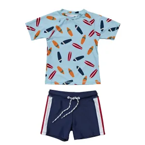 Snapper Rock Retro Surf Short Sleeve Baby Set B50011- Blue