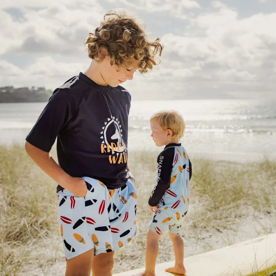 Snapper Rock Retro Surf Short Sleeve Baby Set B50011- Blue