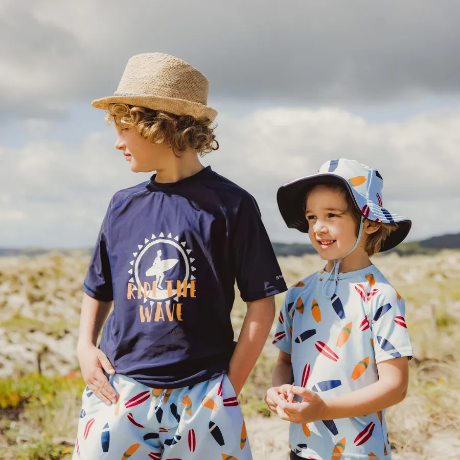 Snapper Rock Retro Surf Short Sleeve Baby Set B50011- Blue