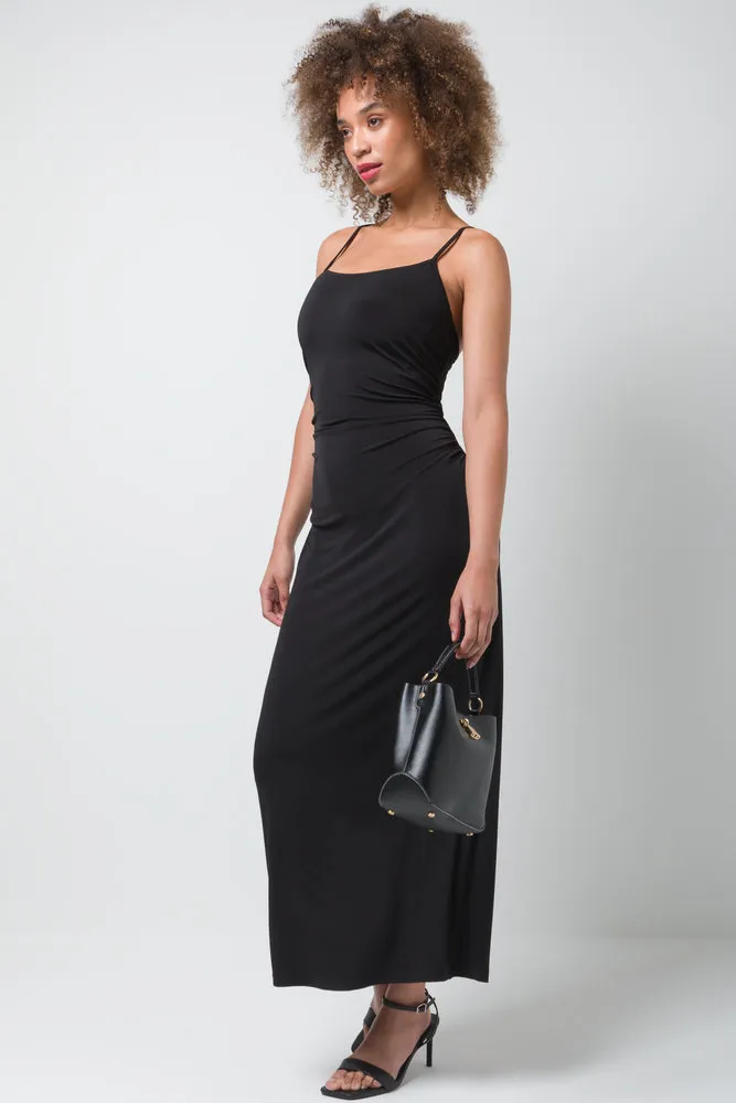 Strappy Side Ruch Dress Black