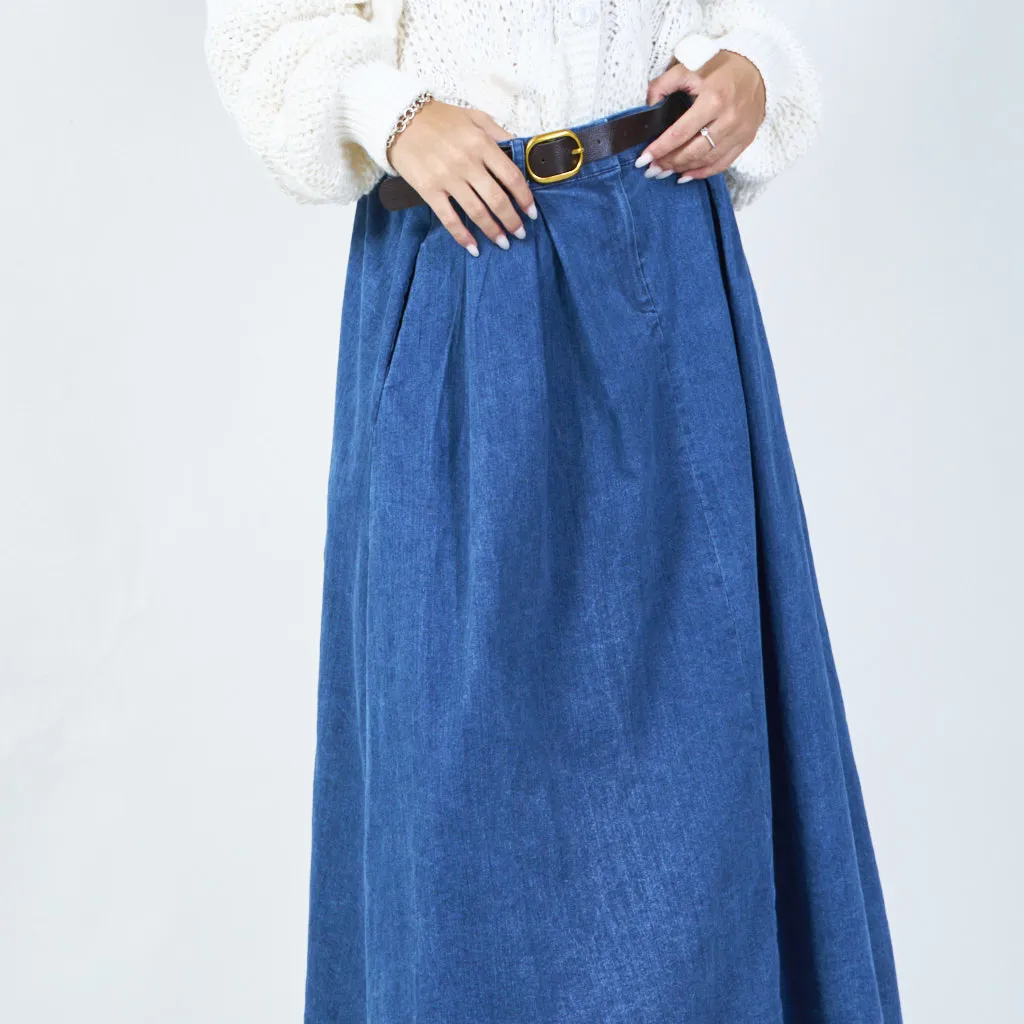 Stylish midi skirt with belt wholesale