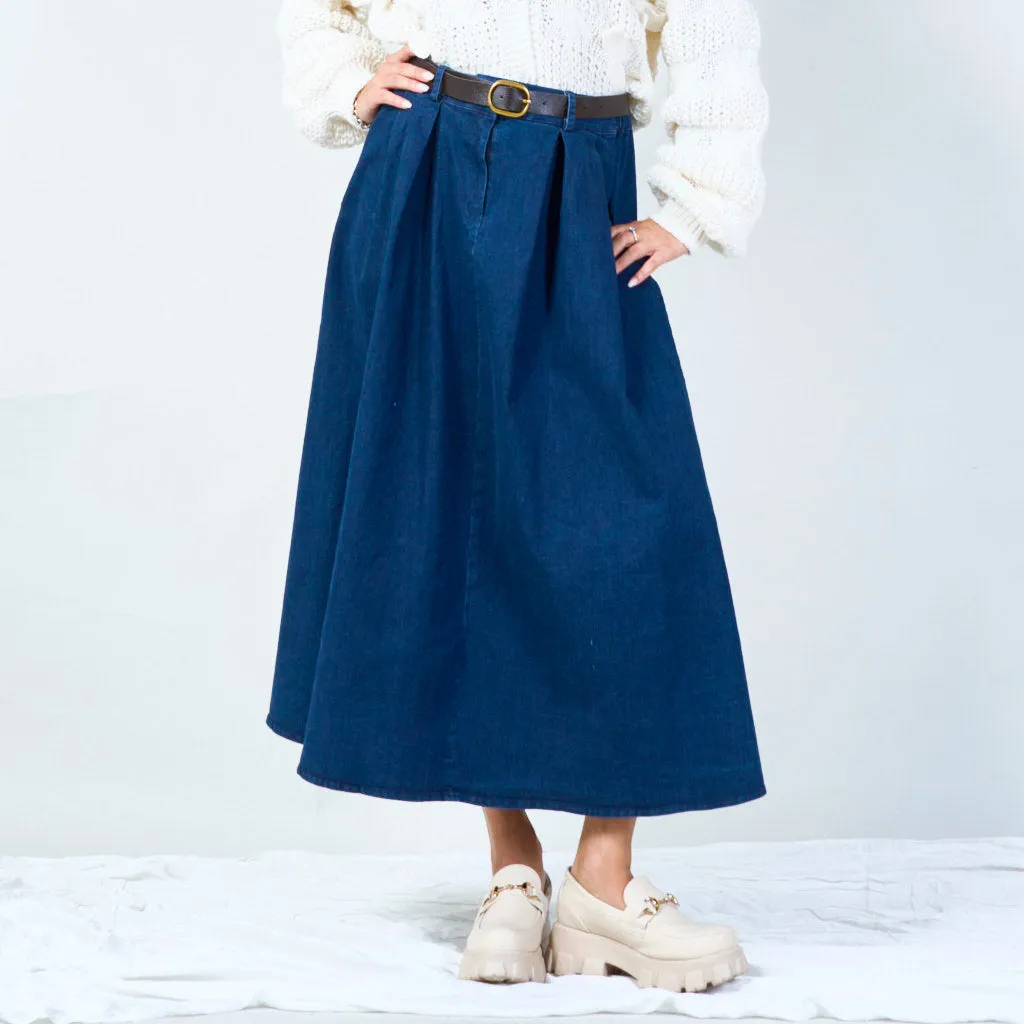 Stylish midi skirt with belt wholesale