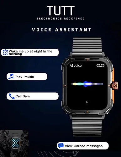 TUTT S8  Men Women Activity Fitness Tracker Pedometer SmartWatch NFC 1.9" HD Screen | AI Voice | IP67 Waterproof | Health and Sleep Monitoring | 128 Memory | Prestigious Gift Montre Intelligente