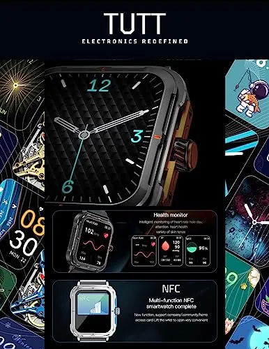 TUTT S8  Men Women Activity Fitness Tracker Pedometer SmartWatch NFC 1.9" HD Screen | AI Voice | IP67 Waterproof | Health and Sleep Monitoring | 128 Memory | Prestigious Gift Montre Intelligente