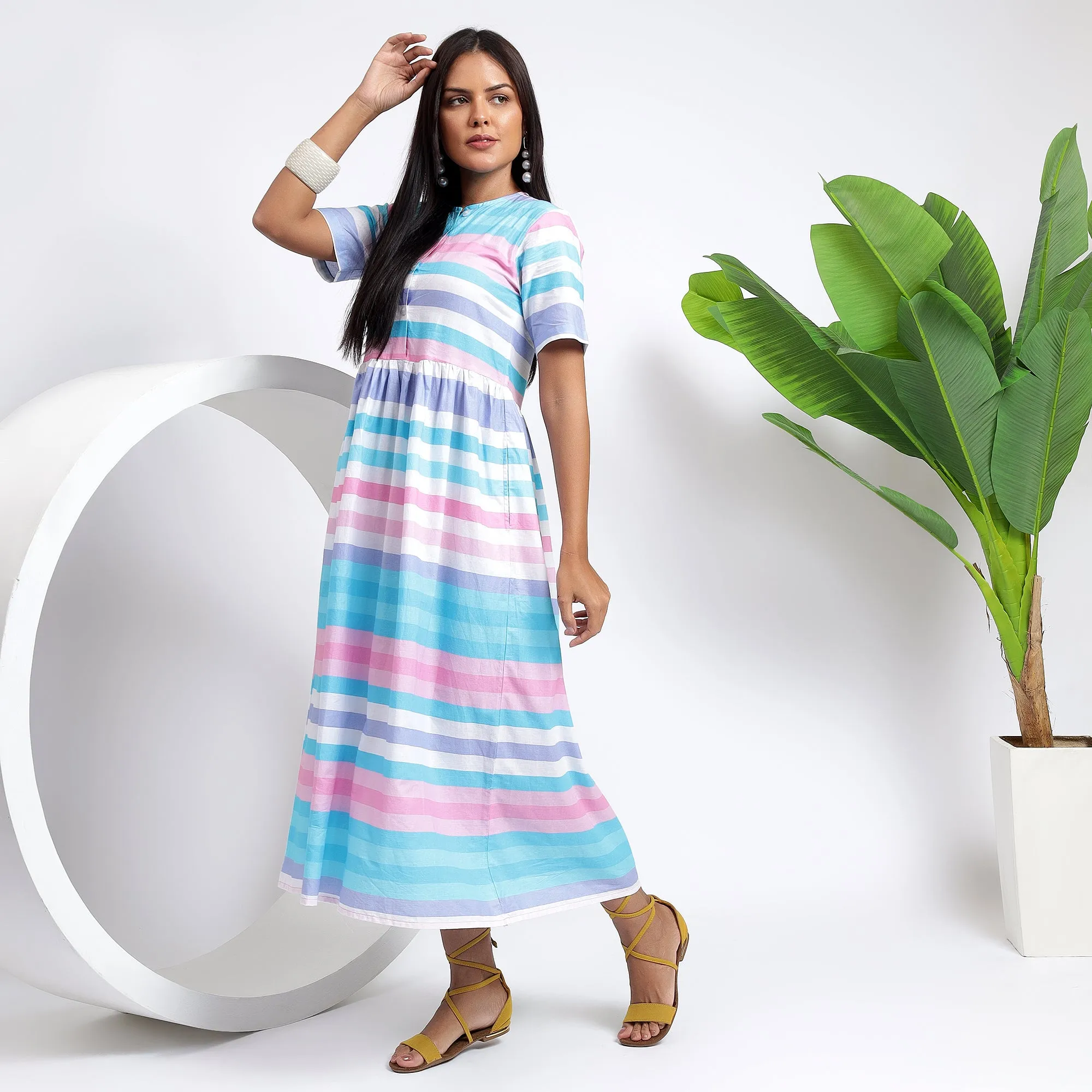 Versatile Pink Cotton Midi Dresses for Women - Soft & Stylish