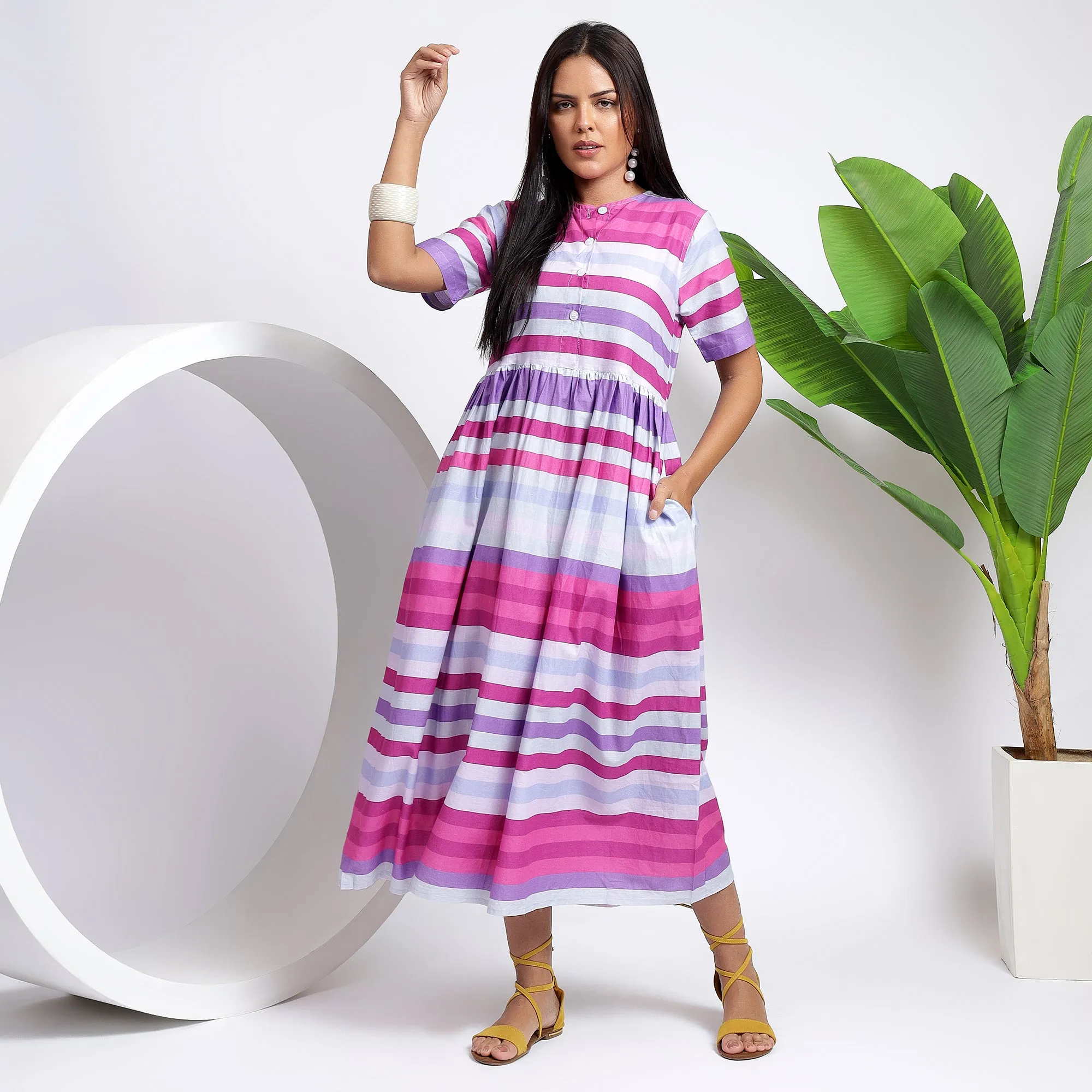 Versatile Pink Cotton Midi Dresses for Women - Soft & Stylish